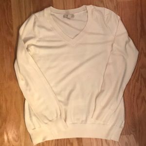 Banana Republic Cream V Neck Wool Blend Sweater L